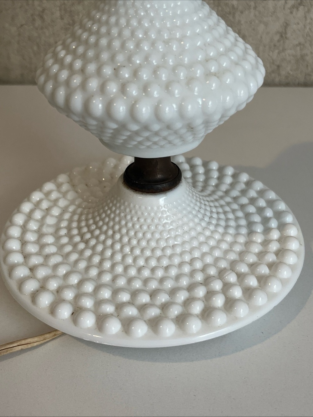 White Hobnail Milk Glass Table Lamp - Classic Home Art Accent - Picture 2 of 8